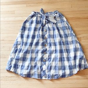 Francescas blue plaid tie skirt with buttons small